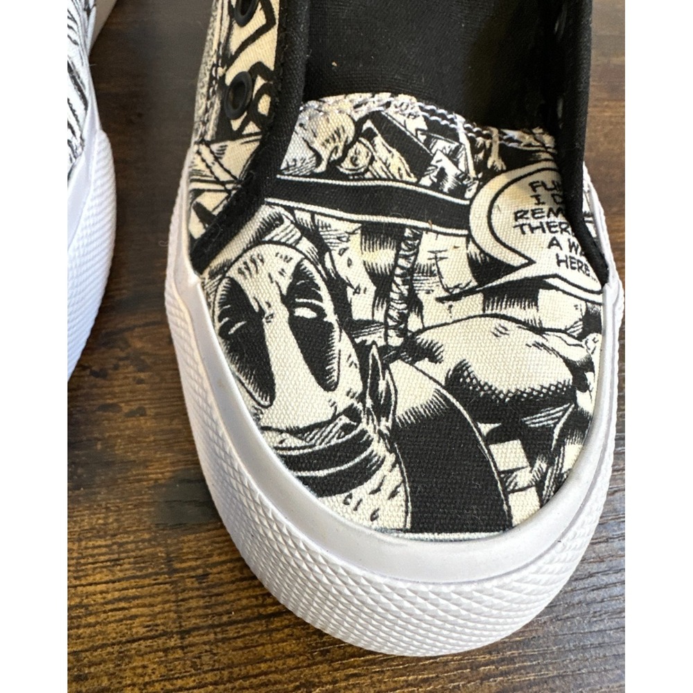 DC x Marvel Deadpool DP Manual Skate Shoe Black White Comic Men's 11.5 *No Laces - Picture 10 of 15